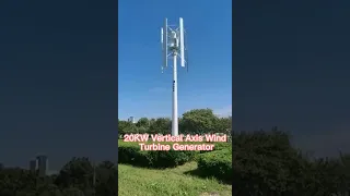 20 KW vertical axis wind turbine generator for factory or farms. Low noise, low cost, 20 years life.