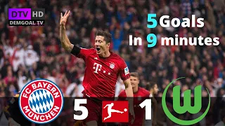 Bayern munich 5 x 1 Wolfsburg || Robert Lewandowski scored 5 goals in 9 minutes || All goals ||