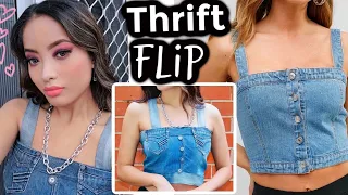 Thrift flip Ep.3 | DIY Denim Crop Top From Old Jeans/Denim Upcycled