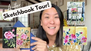 Sketchbook Tour Again! Full of flowers, watercolour, mixed media on Stillman and Birn Beta Series