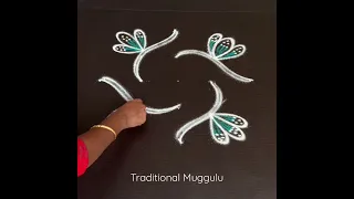 Easy & Beautiful double stroke rangoli #kolangal #kolamdesigns #kolam #muggulu #traditionalmuggulu