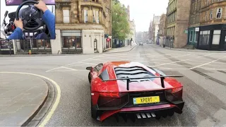 DRIVING A LAMBORGHINI AVENTADOR WITH REAL STEERING WHEEL