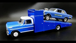 1967 Ford F350 Dually Ramp Truck Race Hauler 390 V8 1/25 Scale Model Build How To Assemble Paint