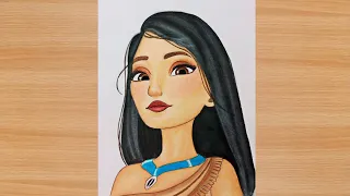 How to draw Disney Princess - Pocahontas || Easy Step by Step || Drawing Tutorial | princess drawing