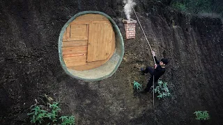 Building Underground Shelter House On Cliff - Prepare Cumplings From Potatoes