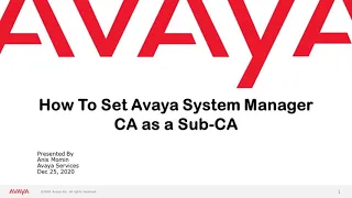 How To Set Avaya System Manager CA as a Sub-CA