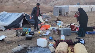 The complete destruction of the toilet and tent of a nomadic family in the absence of the family