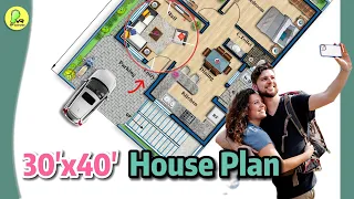 30×40 House Plan, 2BHK with Car Parking and Wash, #indianstyle #housedesign #floorplan