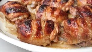 Sweet Hot Mustard Chicken Thighs - Baked Chicken Recipe