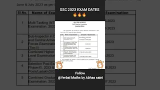 SSC 2023 Exams Dates ! CGL 2023 CHSL 2022 T-2  CPO T-2 2022  MTS 2022 Selection Post 2023 #shorts