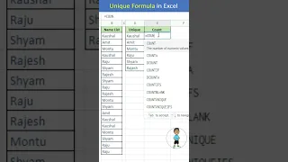 Excel Job Interview Questions UNIQUE Formula in Excel #excel #microsoftexcel #excel #exceltutorial