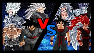 Todas Las tranformaciones de black goku Vs Todas las traformaciones de Evil goku Dragon ball z bt3