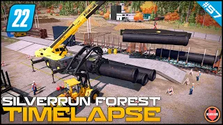🇺🇸 Crane Lifting Massive Pipes Off The Train & Heavy Transport ⭐ FS22 Silverrun Forest Timelapse
