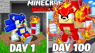 I Survived 100 Days as FIRE SONIC in HARDCORE Minecraft