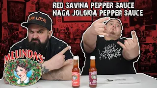 We review MELINDA'S Red Savina and Naga Jolokia Pepper Sauces | heavy metal hot sauce