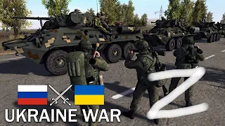 GROUP Z RUSSIAN TROOPS ATTACKED UKRAINIAN BTR 4 COLUMN  MowAs2 Battle Simulation