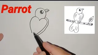 Parrot Drawing |How To Draw Parrot Easy Drawing | Love Bird Drawing Parrot| Parrot Drawing