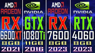 GTX 1080Ti vs RX 6600XT vs RTX 4060 vs RX 7600 // PC GAMES BENCHMARK TEST ||