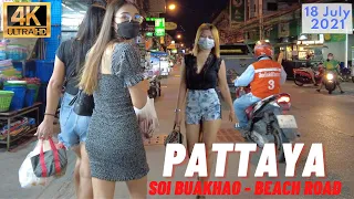 Pattaya 4K Walk, Before curfew, Soi Buakhao, Beach Road, Soi Diana