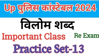 Up पुलिस कांस्टेबल Re Exam 2024 | Upp हिंदी : विलोम शब्द, टॉप 80 शब्द | Most Important Class, #13