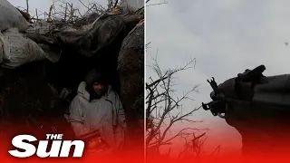 Ukrainian fighter defends trench from Russian forces in incredible POV video