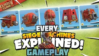 Every Siege Machine Gameplay | Clash of Clans | Wall Wrecker Battle Blimp Log Launcher Flame Flinger