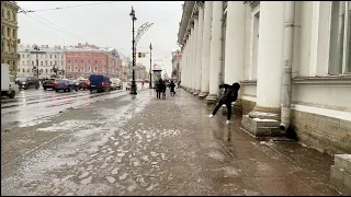 Walking in St Petersburg / Slippery / Dec 21, 2022 / Nevskiy prospect / 4K 60Fps