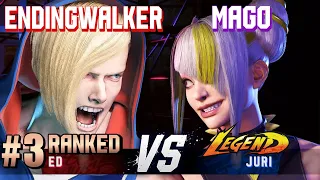 SF6 ▰ ENDINGWALKER (#3 Ranked Ed) vs MAGO (Juri) ▰ High Level Gameplay