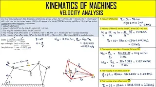 Kinematics of Machines | Velocity Analysis | Four bar mechanism | Problem 1