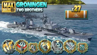 Destroyer Groningen: Fire terror on map Two Brothers - World of Warships