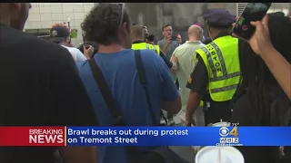 Angry Protesters Scuffled With Police On Tremont Street