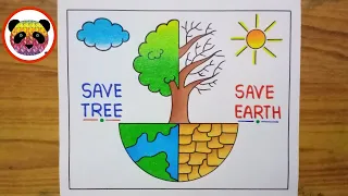 How to Draw Save Tree Save Earth / World Earth Day Drawing / Save Environment Drawing / Save Nature