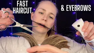 ASMR Fast & Aggressive Haircut & Doing Your Eyebrows