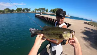 Lake Michigan Bass Fishing in Downtown Chicago