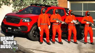 GTA 5-CJ'S MILLIONAIRE LIFE ROBBING THE VAULT FOR THE SQUID GAME WITH MERCEDES X CLASS AND V CLASS|