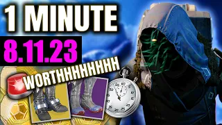 SPIKEY, HIGH-STAT ARMOR PARTY WOOO 🎉 (Xur in 1 Minute: 8/11/23)