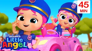 Pink Princess Police Officer! 💖🦄✨| Vehicles for Kids | Little Angel Kids Songs & Nursery Rhymes