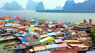 🇹🇭 THAILAND ISLANDS KHO PANYEE floating Muslim village in Phang Nga BayDJI Mini 3 Pro drone הכפר הצף