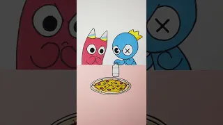 Bottle Flip And Eat Pizza Challenge! BLUE vs BANBAN Funny Animation #shorts #youtubeshorts