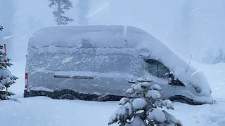 HEAVY SNOWSTORM Camping in a VAN! | Blizzard Survival Winter Camping