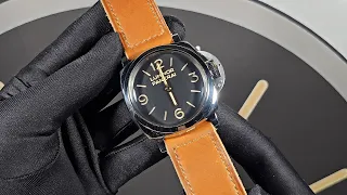 47mm Panerai Handmade Strap, "Marcello Tan" Thick with Flat Razor Buckle on PAM00372 Luminor 4K