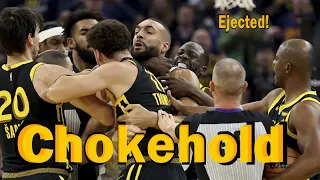 Draymond Green Ejected for Rudy Gobert Chokehold. Klay and McDaniels Ejected. Full Replay All Angles