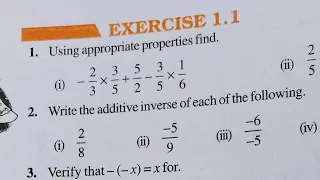 Class 8th Maths Chapter 1 l NCERT EXERCISE-1.1 l Rational Number l CBSE Board l Solution l 8th