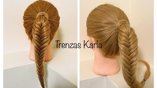 Como Hacer una Trenza Espiga o Dos Cabos Trenza Pescado para colegio - FISH TAIL BRAID