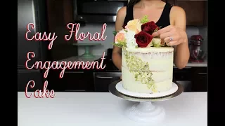 Simple Floral Engagement Cake | CHELSWEETS