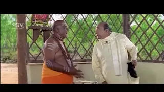 Hotel Owner and Swamiji Super Comedy Scene | Yajamana Kannada Movie | Tennis Krishna | Vishnuvardhan