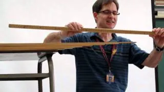 Suspending a metre stick in mid-air. (Proof that 0 =1 in background.)