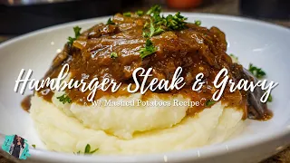 THE BEST HAMBURGER STEAK AND GRAVY DINNER | + MASHED POTATOES RECIPE | QUICK & EASY TUTORIAL