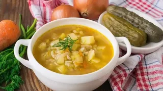 РАССОЛЬНИК с рисом и солеными огурцами/Простой рецепт.