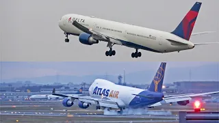 FRANKFURT AIRPORT PLANESPOTTING 2023 WITH DELTA 767 GO AROUND AND ATLAS AIR 747 HARD LANDING